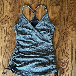 Lululemon Full Freedom Tank Luminesce Splatter White Black Workout Athletic Top